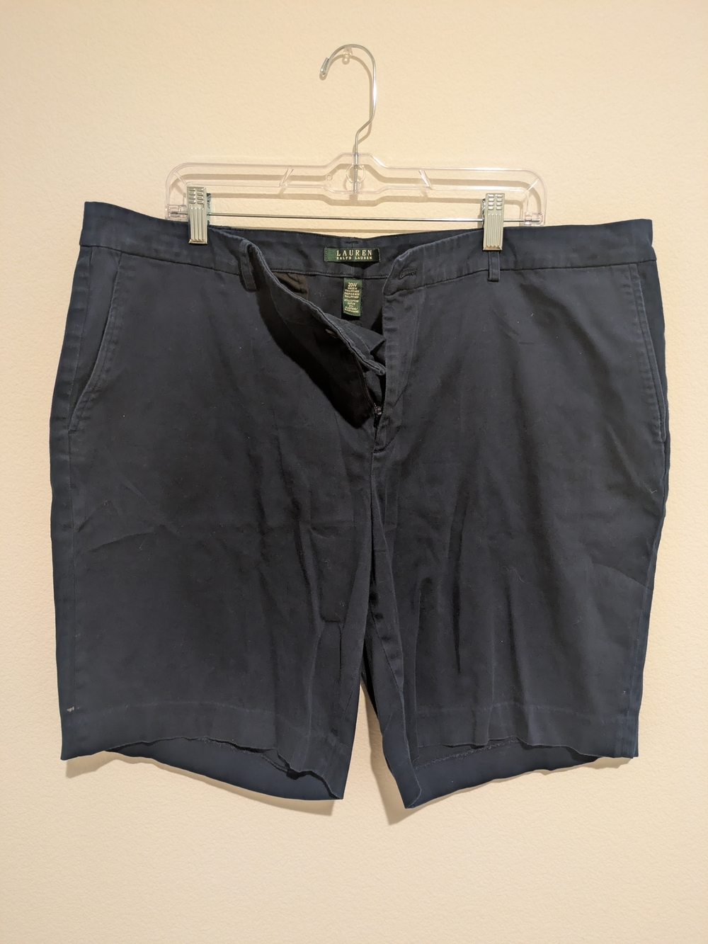 Lauren Ralph Lauren Cotton Plus Size Navy Women's Chino Shorts Size 20w